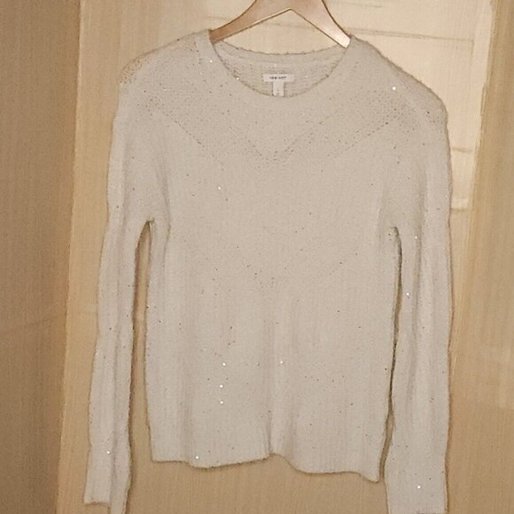 Nine West White Soft Sweater Silver Sparkle Detail Small - Picture 1 of 7